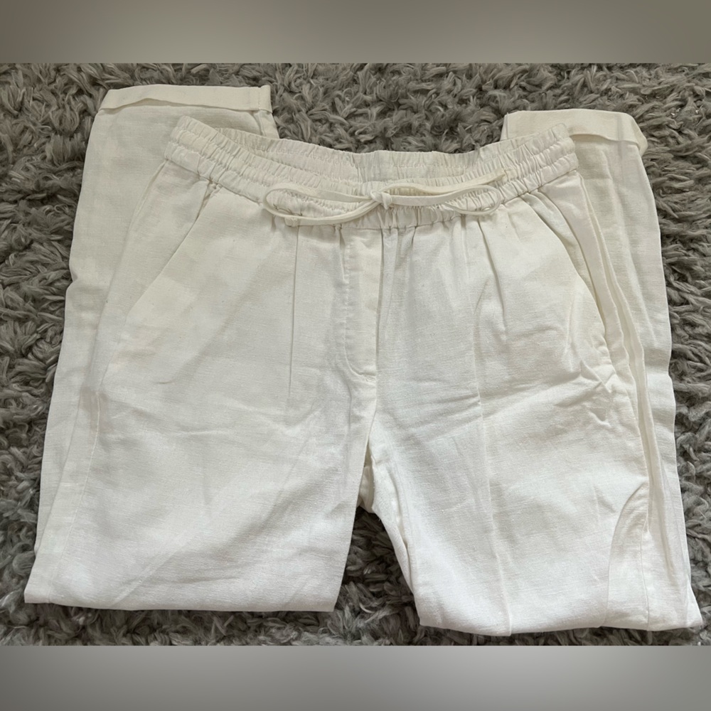 J. Crew Ivory Linen Trousers